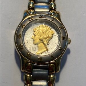 Coin Gold and Silver Roman Numeral Watch